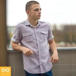 Men's Slim-Fit Short-Sleeve 100% Organic Hemp Shirt | Amsterdam Collection | Eco-Friendly & Comfortable 25 Vendor-unknown Men AMSTERDAM Slim-Fit Short-Sleeve 100% Organic Hemp Shirt