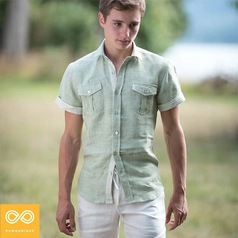 Men's Slim-Fit Short-Sleeve 100% Organic Hemp Shirt | Amsterdam Collection | Eco-Friendly & Comfortable 8 Vendor-unknown Men AMSTERDAM Slim-Fit Short-Sleeve 100% Organic Hemp Shirt