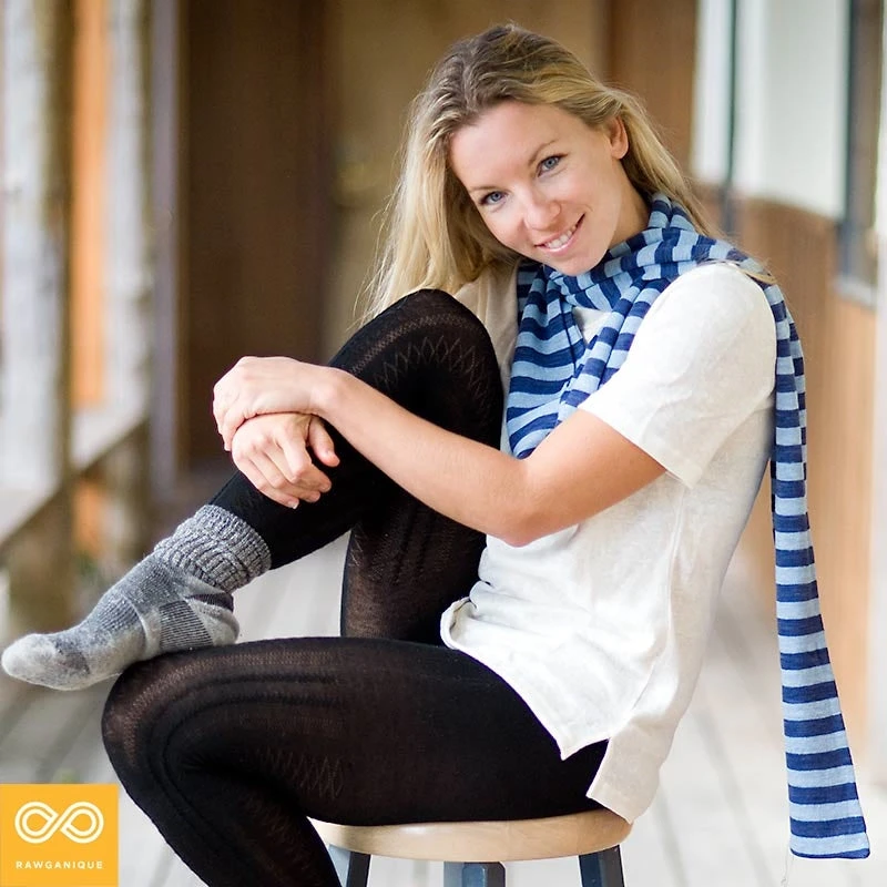 KENSINGTON Striped Organic Hemp Knit Scarf for Women - Soft, Warm, and Eco-Friendly 5 Vendor-unknown KENSINGTON Striped Organic Hemp Knit Scarf