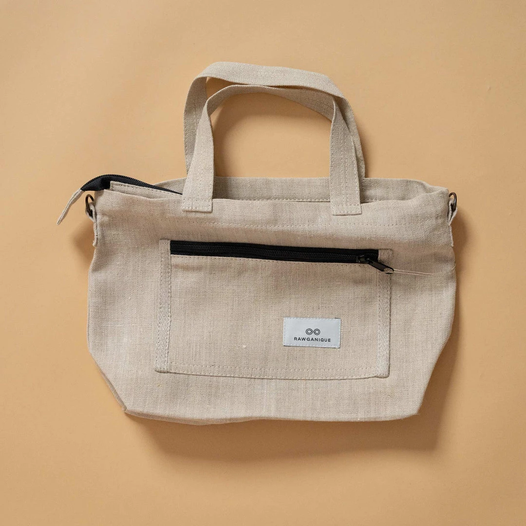 Vendor-unknown ShoesBags&More SYDNEY Eco-Friendly Hemp Mini Tote Bag - Plastic-Free, 12x9x3.5 Inches (Change The World Collection) 2 Vendor-unknown ShoesBags&More SYDNEY Hemp Shoulder / Clutch Mini Tote (Change The World) (Eco Ink) (12x9x3.5) (Plastic-free)