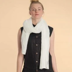 Vendor-unknown Warmwear & Outerwear POMONA 100% Organic Linen Scarf (24" X 70") (Gauzy, Lightweight) (Unisex)
