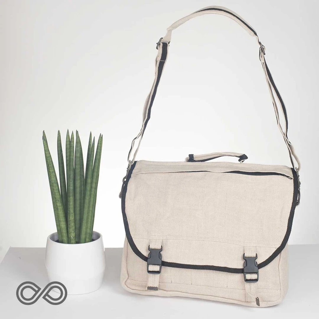 Evanston Deluxe Hemp Messenger Courier Bag with Handle & Shoulder Strap - Eco-Friendly & Durable 1 Vendor-unknown ShoesBags&More Evanston Deluxe Hemp Messenger Courier Bag (With Handle & Shoulder Strap)